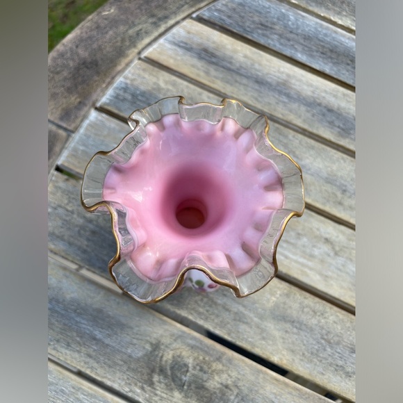 Fenton Charleton Pink Gold Peach Crest Melon Vase - Picture 3 of 6